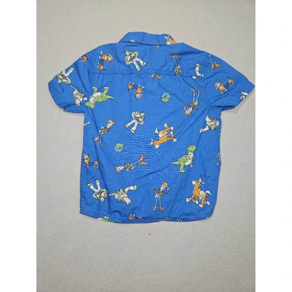 Disney Pixar Toy Story Character Print Boys Button-Up 2T Blue All-over